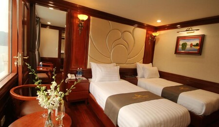 Kabine des Schiffs in der Halong-Bucht: Singles & Alleinreisende buchen bei singlereisen.de
